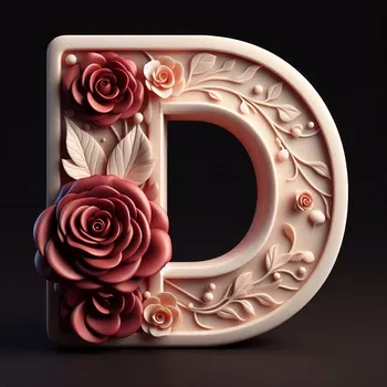 Rose Flower Letter D-4