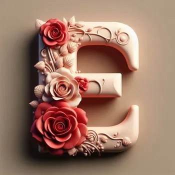 Rose Flower Letter E-3