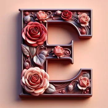 Rose Flower Letter E-4