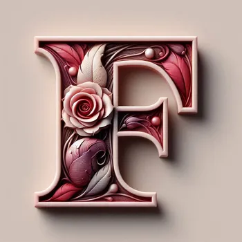 Rose Flower Letter F-4