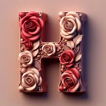 Rose Flower Letter H-2