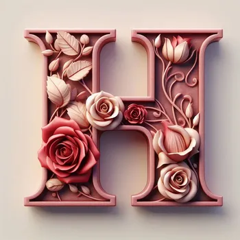 Rose Flower Letter H-3