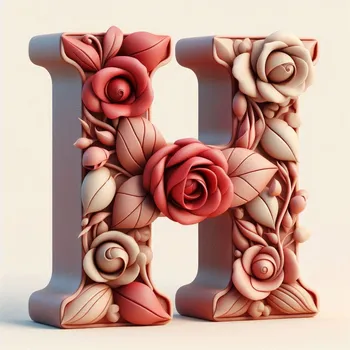 Rose Flower Letter H-4