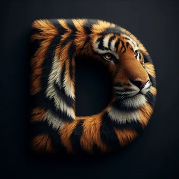 Tiger Skin Fur Effect Letter D-1