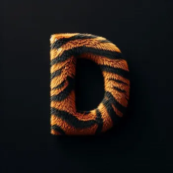 Tiger Skin Fur Effect Letter D-2