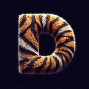 Tiger Skin Fur Effect Letter D-3