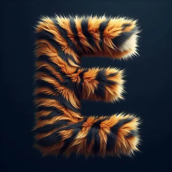 Tiger Skin Fur Effect Letter E-2