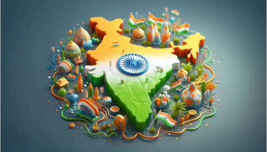 3D-Art-Indian-Map-With-Tricolor-1