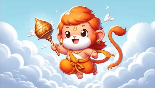 Cartoon-Effect-Baby-Hanuman-With-Cloud-Background-New-1