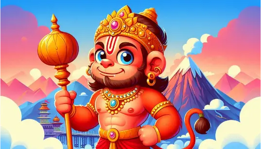 Cartoon-Effect-Lord-Hanuman-With-Hill-Background-1