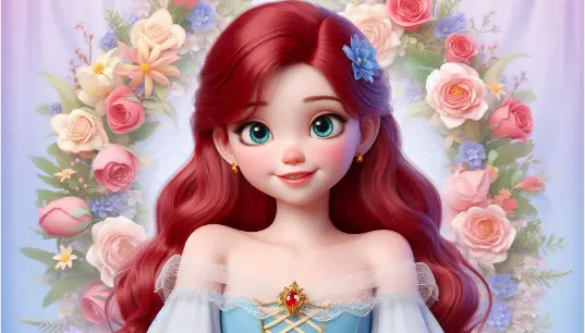 Cute-3D-Disney-Princess-With-Flower-Background-1