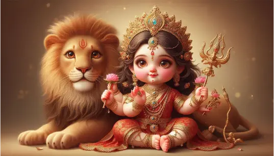 Cute-Baby-Goddess-Durga-With-Lion-1