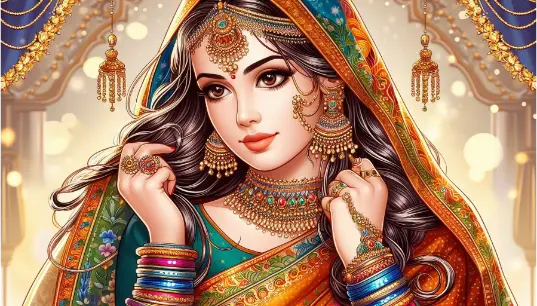 Cute-Indian-Girl-in-Saree-Illustration