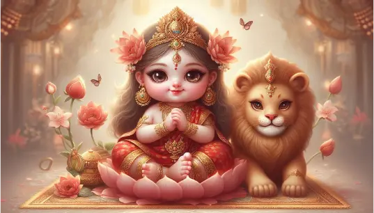 Goddess-Baby-Durga-With-Lion-1