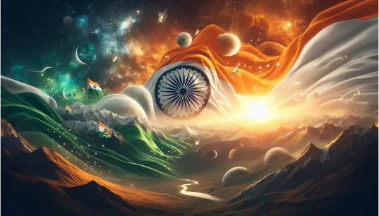 Indian-Flag-Waving-On-Galaxy