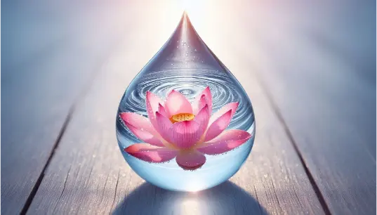 Lotus-Flower-in-River-Water-Drop-on-Light-Background