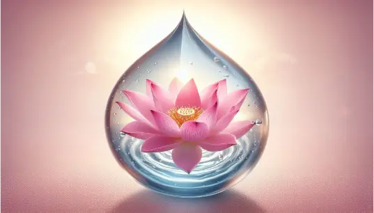 Lotus-Flower-in-Water-Drop-With-Pink-Color