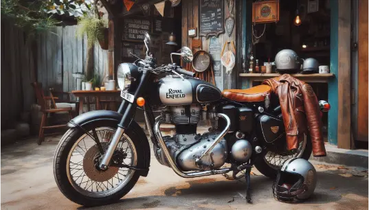 Royal-Enfield-Realistic-Cinematic-View-With-Old-Hotel-Background